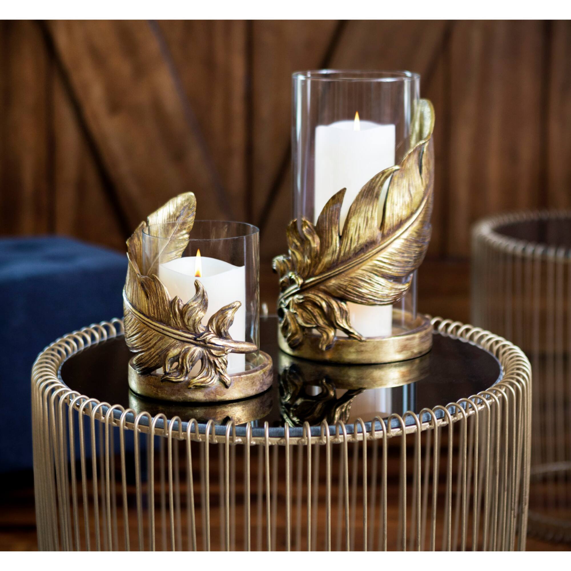 8" Gold Leaf Glass Traditional Candlestick Holder